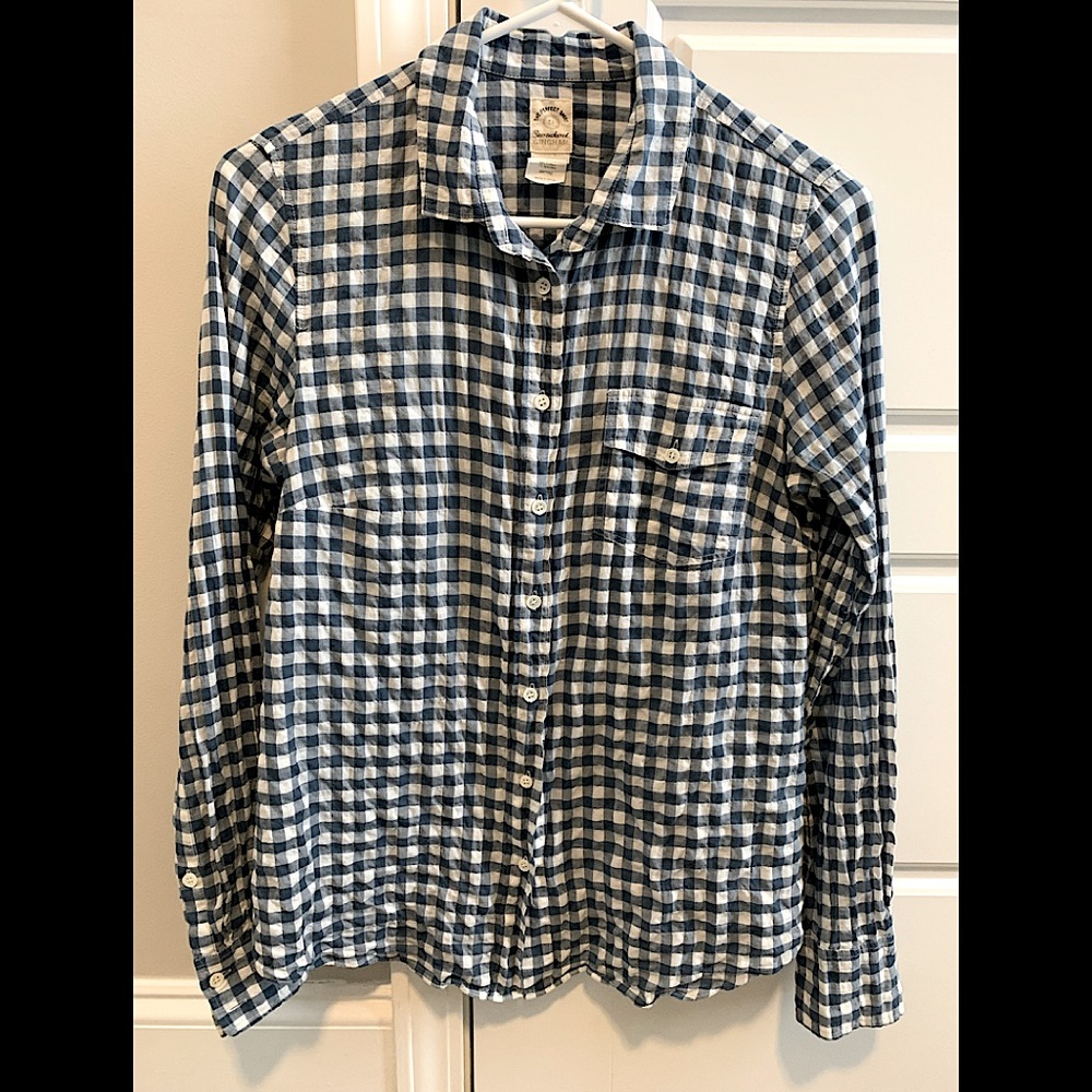 Seersuckered GINGHAM cotton button up shirt